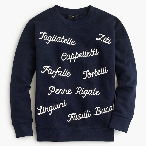 J. Crew Pasta Sweatshirt 100% Cotton Navy Medium - Picture 2 of 5